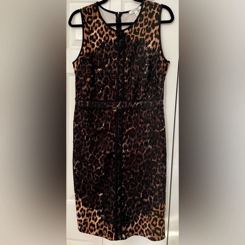 Leopard Dress black lace overlay